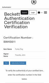 John Travolta Signed Funko Pop #553 Danny Zuko (Grease)  - Beckett COA