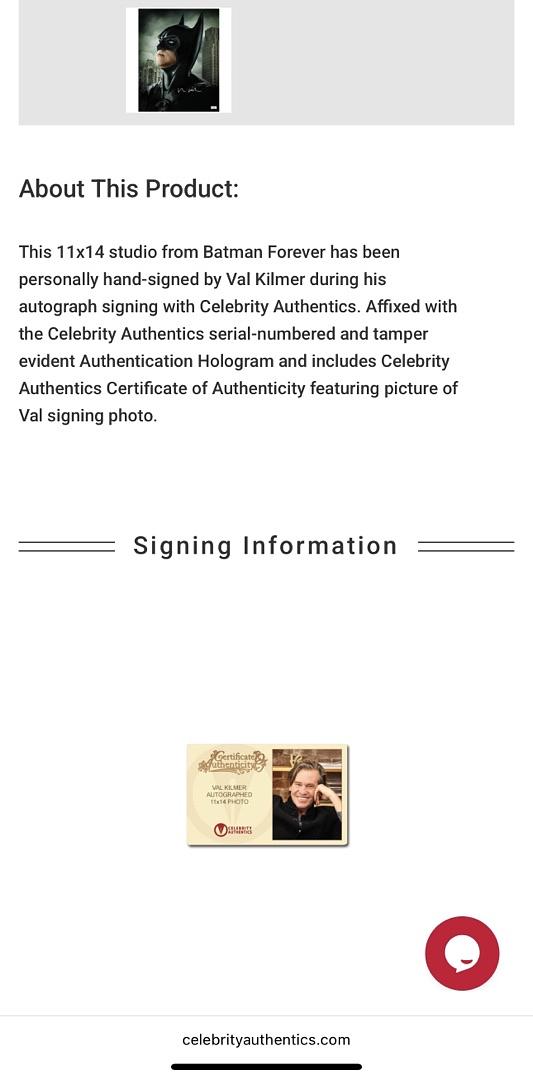 Val Kilmer signed 11x14 (Batman) - Celebrity Authentics COA