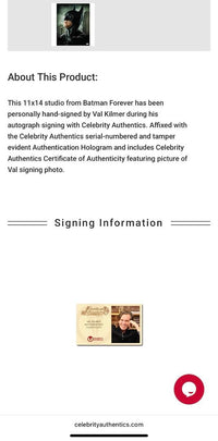 Val Kilmer signed 11x14 (Batman) - Celebrity Authentics COA