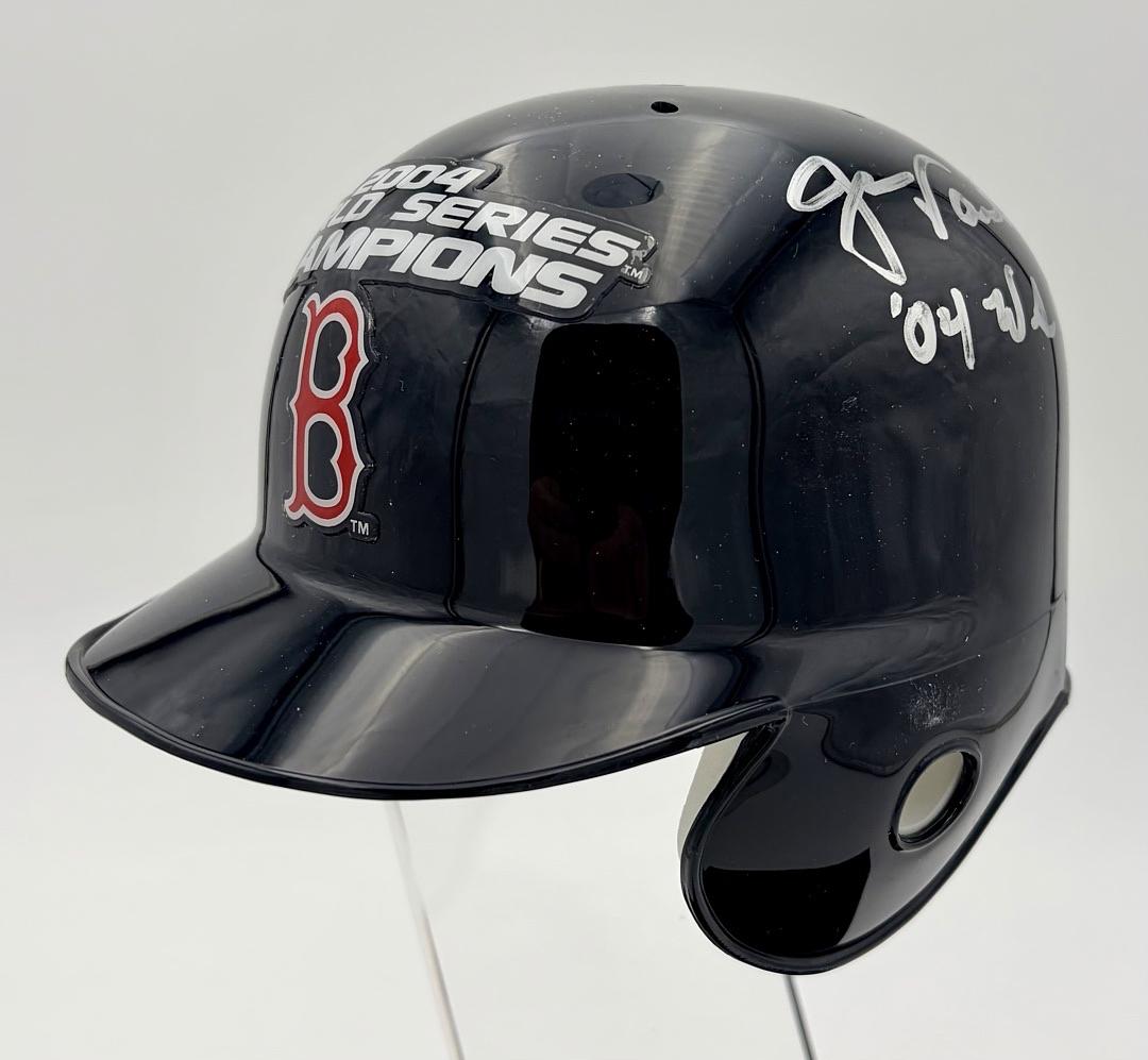 Jason Varitek signed 2004 World Series mini batting helmet (Red Sox) w/inscription - JSA COA