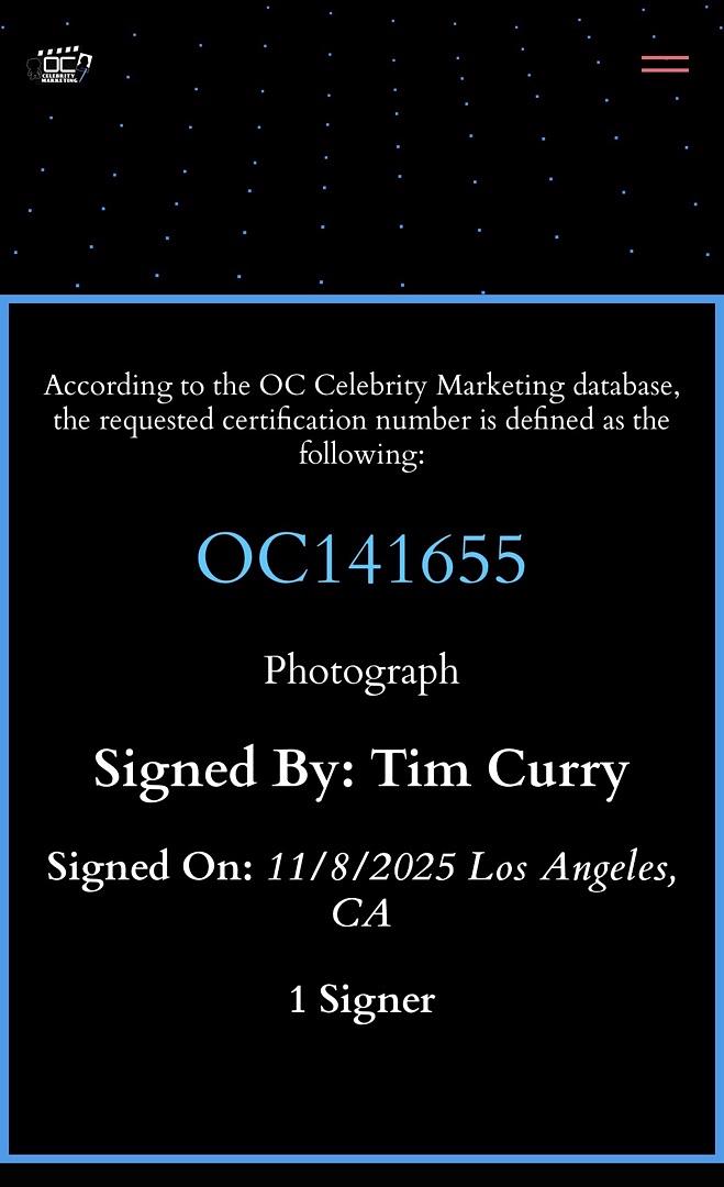 Tim Curry signed "It" 11x14 - OC Celebrity Marketing
