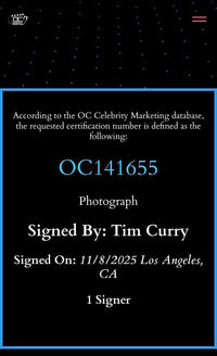 Tim Curry signed "It" 11x14 - OC Celebrity Marketing