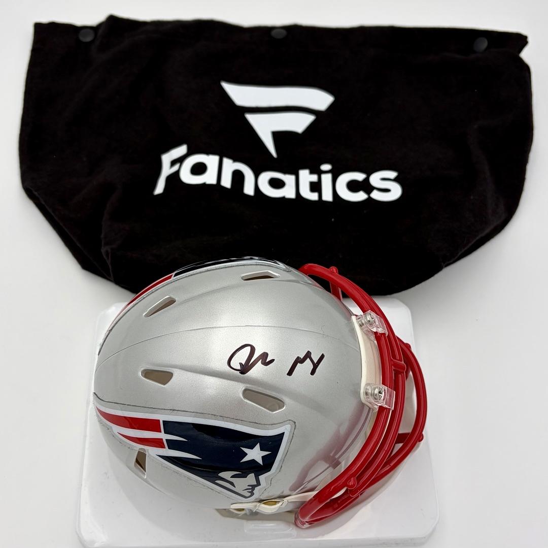 Drake Maye Under Wraps Signed Patriots Mini Helmet  - Fanatics COA