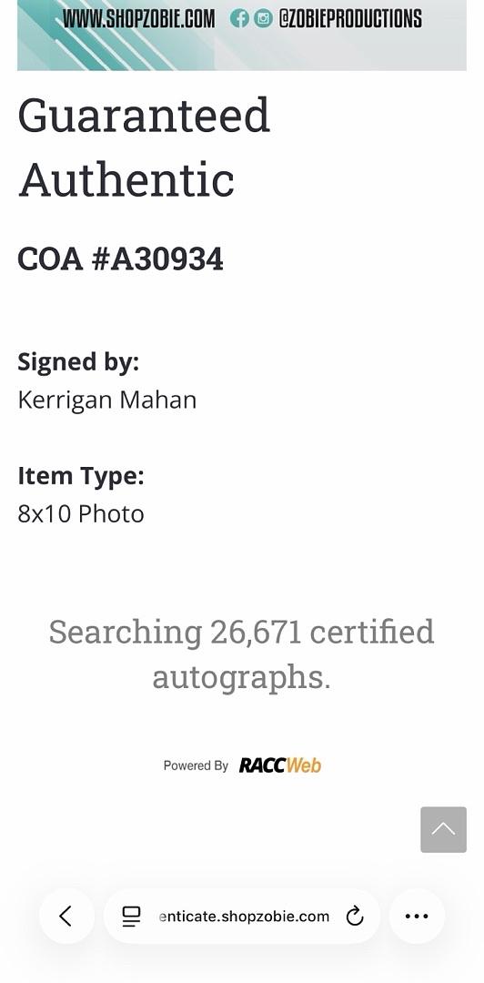 Kerrigan Mahan signed 8x10 (Power Rangers) - Zobie Productions COA