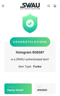 Hayley Atwell Signed Funko Pop #870 Captain Carter (WHAT IF...?)  - SWAU COA