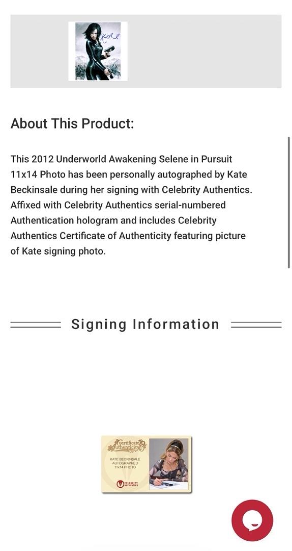 Kate Beckinsale signed (Underworld Awakening) 11x14 - Celebrity Authentics