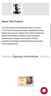 Kate Beckinsale signed (Underworld Awakening) 11x14 - Celebrity Authentics