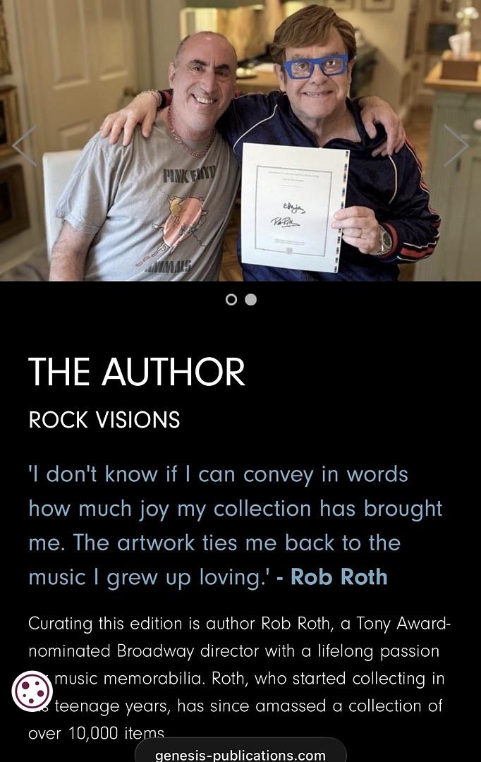 Elton John Rob Roth signed Limited Edition (375/500) book "Rock Visions" - Genesis Publications