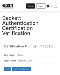 Daniel Radcliffe Autographed Book Sorcerer's Stone  - Beckett COA