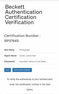 James Earl Jones (Star Wars) signed 8x10 - Beckett COA