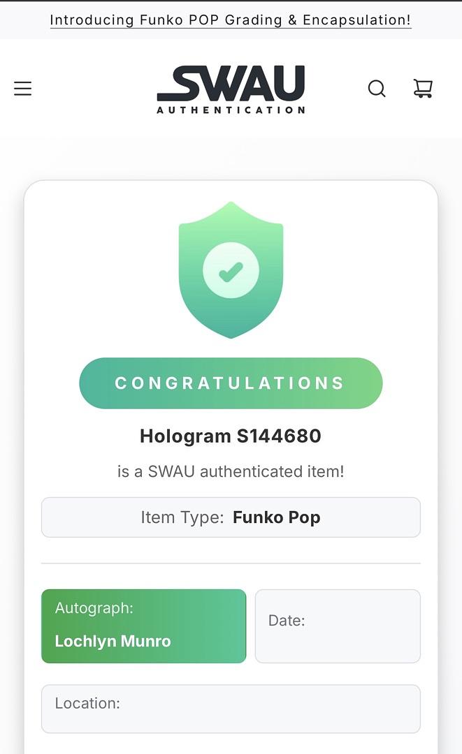 Lochlyn Munro signed "Fugitive Predator" Funko #620 (Predator) - SWAU COA