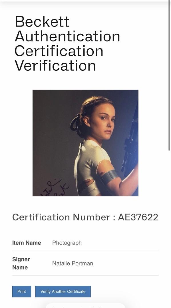 Natalie Portman signed "Star Wars" 11x14 - Beckett COA