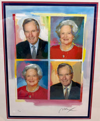 Peter Max signed George and Barbara Bush 18x24 limited edition 18/100 framed (22x29) lithograph - Max Studio Authenticated