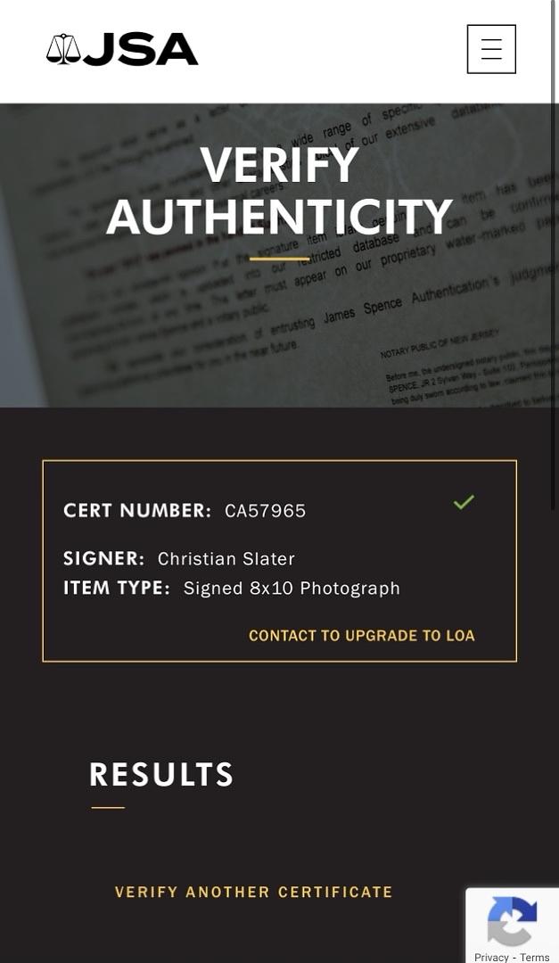 Christian Slater signed 8x10 (Dexter - Original Sin) - JSA COA