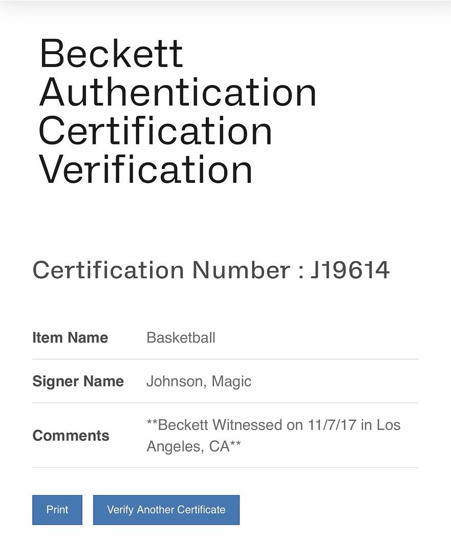 Magic Johnson signed replica basketball (Lakers) - Beckett COA