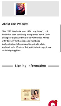Gal Gadot sexy signed 11x14 Photo (Wonder Woman) - Celebrity Authentics