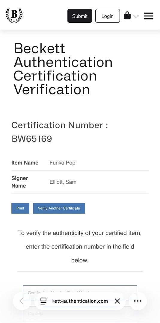 Sam Elliott signed "Shea Brennan" Funko #1447 (1883) - Beckett COA