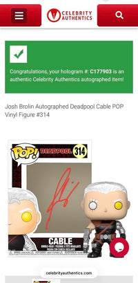 Josh Brolin Signed Funko Pop #314 Deadpool (Marvel) - Celebrity Authentics COA