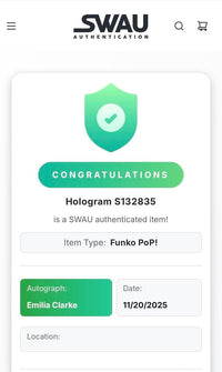 Emilia Clarke Signed Funko Pop #59 Daenerys Targaryen w/character name & quote (GOT) - SWAU COA