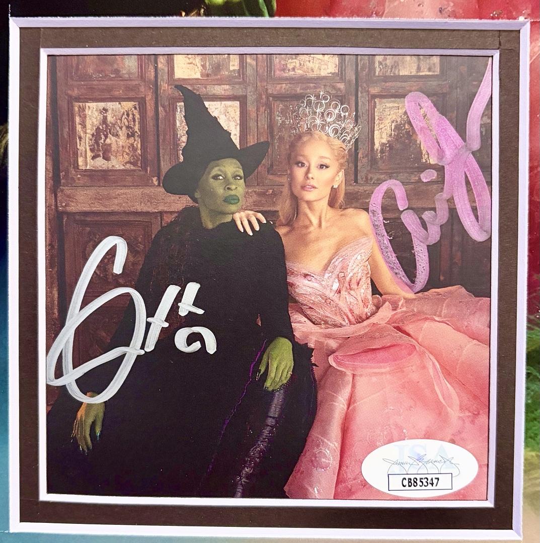 Cynthia Erivo & Ariana Grande Mounted Signed Wicked CD Insert 11x14  - JSA COA