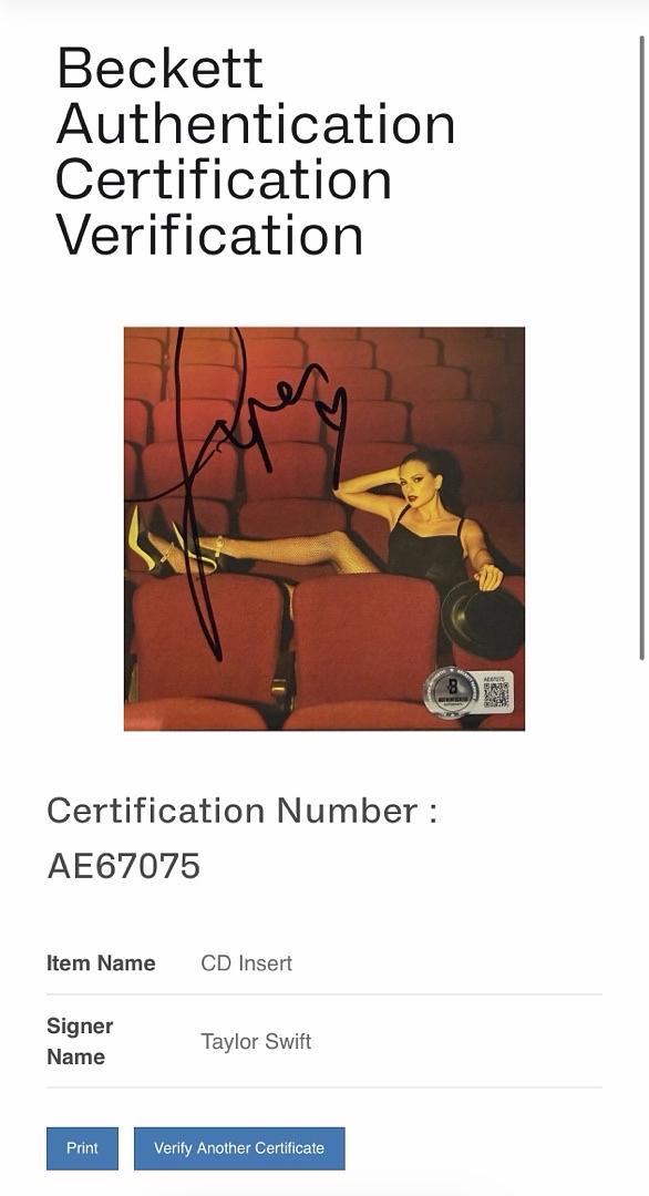 Taylor Swift matted, signed "Life of a Showgirl" CD Insert Photo 4 - Beckett COA