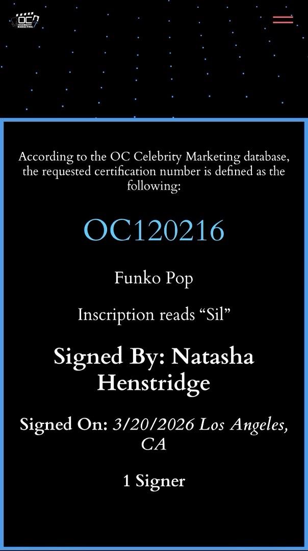 Natasha Henstridge signed "Sil" Funko #1906 (Species) - OC Celebrity Marketing COA