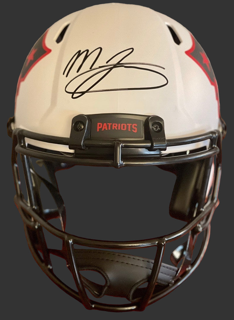 Mac Jones full sized authentic on-field Lunar Patriots helmet - Beckett COA