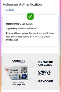 Roman Anthony (Red Sox) signed 8x10 Major League Debut - Fanatics COA