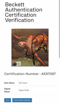Taylor Swift matted, signed "Life of a Showgirl" CD Insert Photo 2 - Beckett COA