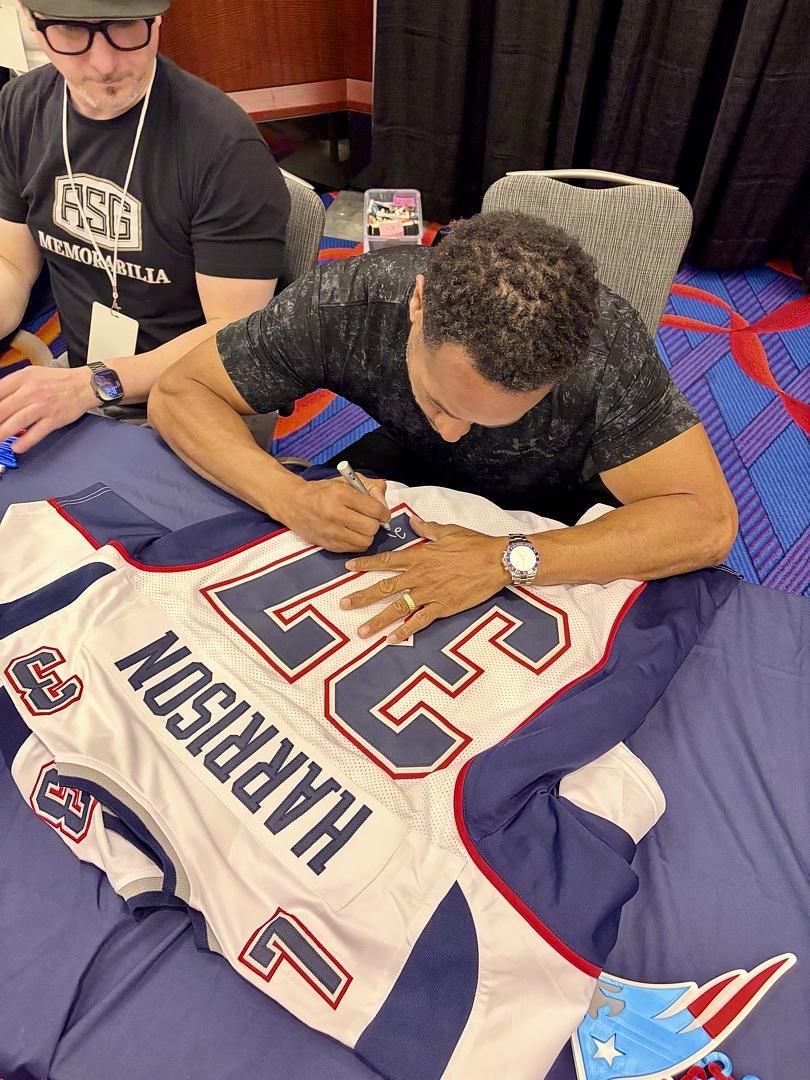 Rodney Harrison signed Patriots jersey w/inscription - JSA COA