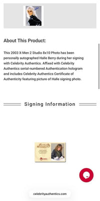 Halle Berry Signed 8x10 Photo (X-Men) - Celebrity Authentics