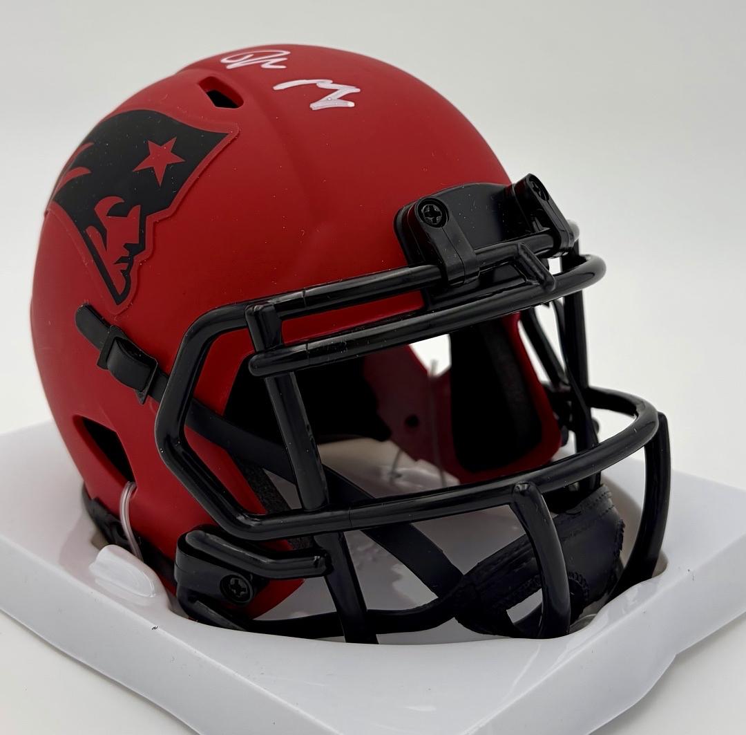 Drake Maye Signed Patriots Riddell Rave Mini Helmet  - Fanatics COA