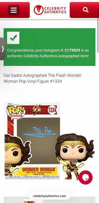 Gal Gadot Signed Funko Pop #1334 Wonder Woman (The Flash) - Celebrity Authentics COA