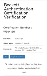 Reginald VelJohnson signed "Carl Winslow" Funko Pop #1377 (Family Matters) - Beckett COA