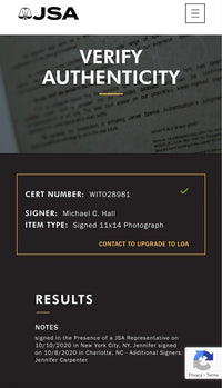 Michael C Hall & Jennifer Carpenter Signed 11x14 Photo (Dexter) - JSA COA