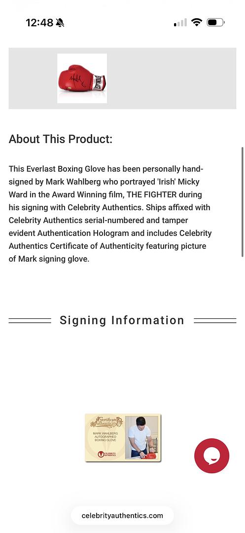 Mark Wahlberg signed boxing glove (The Fighter) - Celebrity Authentics COA