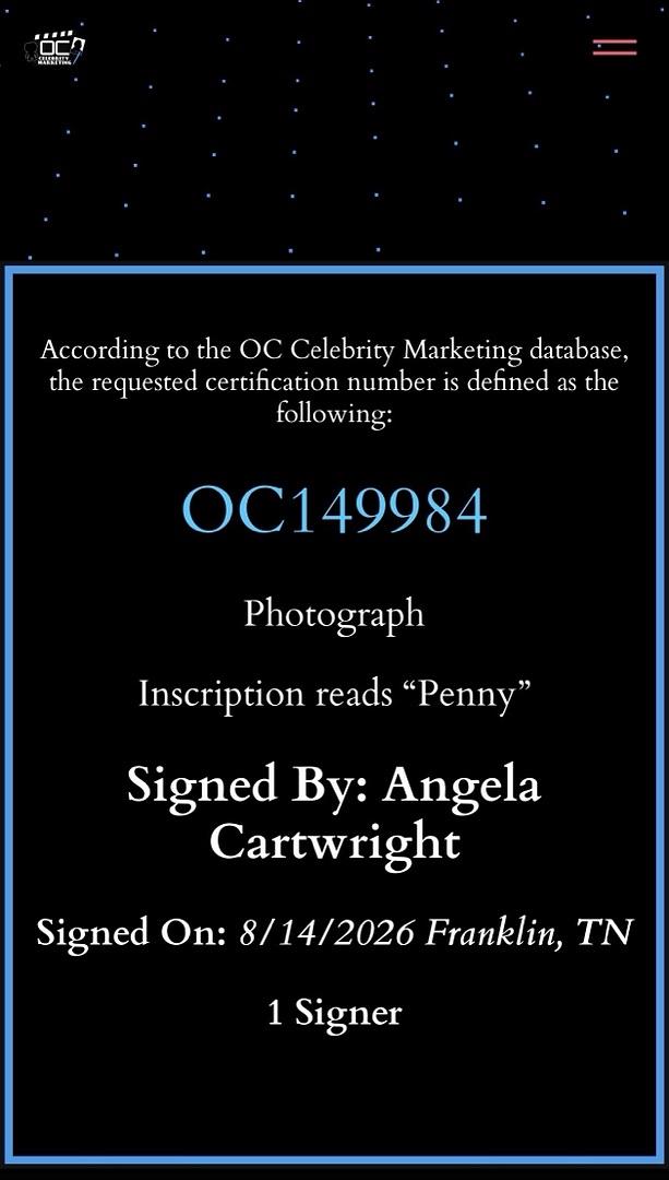 Angela Cartwright Signed 8x10 Photo (Lost In Space) - OC Celebrity Marketing
