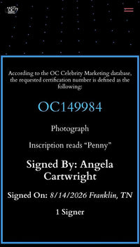 Angela Cartwright Signed 8x10 Photo (Lost In Space) - OC Celebrity Marketing