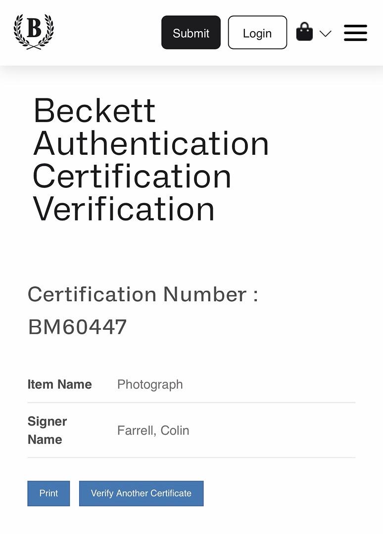 Colin Farrell Signed 11x14 Photo (Batman) - Beckett COA