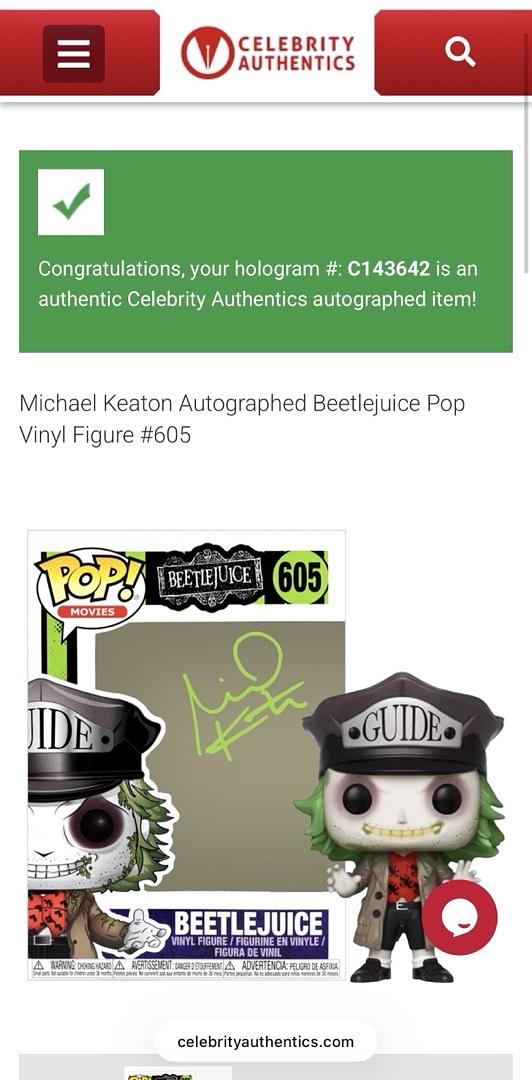Michael Keaton Signed Funko Pop #605 "Beetlejuice" -  Celebrity Authentics