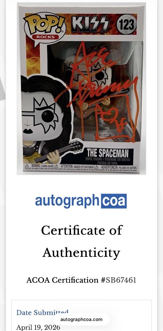 Ace Frehley Signed Funko Pop #123 "The Spaceman" (KISS) - ACOA COA