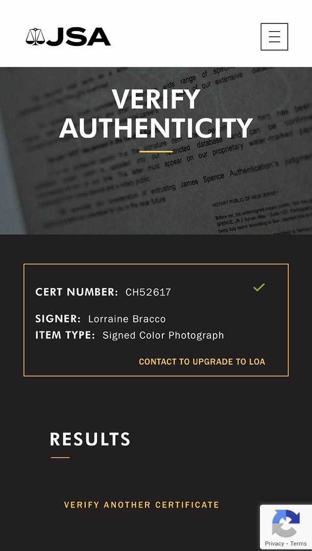 Lorraine Bracco signed 8x10 (Sopranos) - JSA COA