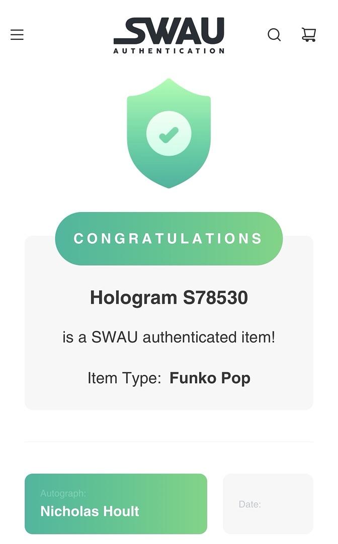 Nicholas Hoult Signed Funko Pop #512 Nux (Mad Max) - SWAU