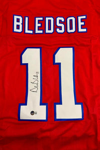 Drew Bledsoe Signed Patriots Custom Red Jersey - Beckett COA