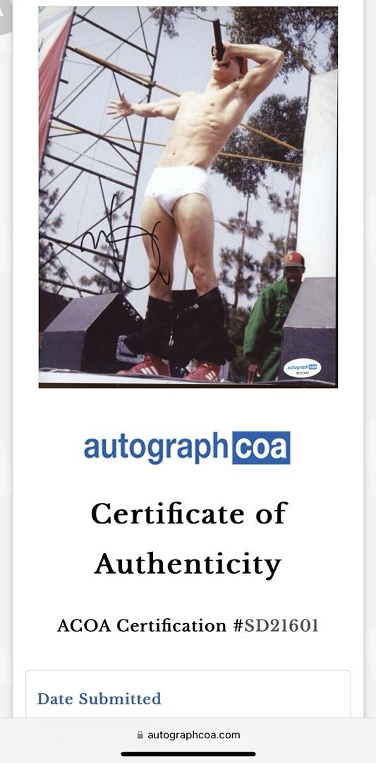 Mark Wahlberg Signed 8x10 Photo ("Marky Mark") - ACOA