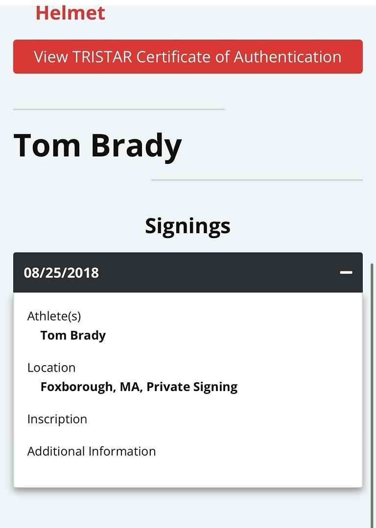 Tom Brady Autographed Full Size Authentic Schutt Helmet Tristar & GOAT COA