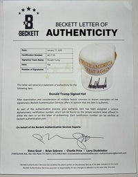 Donald Trump Signed MAGA Hat/Cap (White) - Beckett COA w/full letter of authenticity