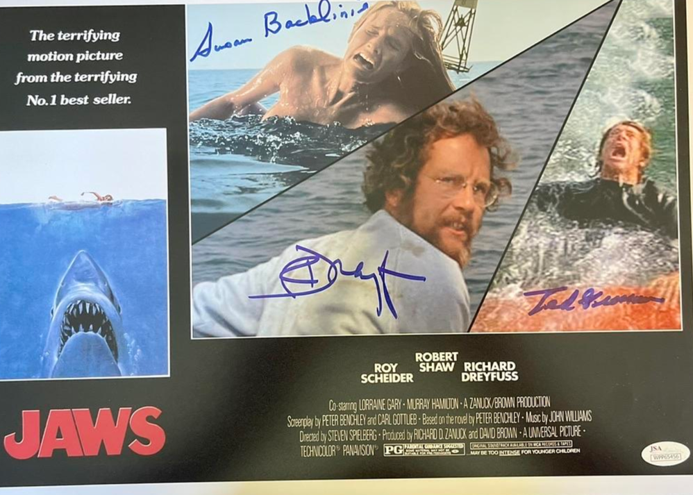 Richard Dreyfuss, Susan Backlinie, Ted Grossman Signed 11x17 Photo (Jaws) - JSA COA