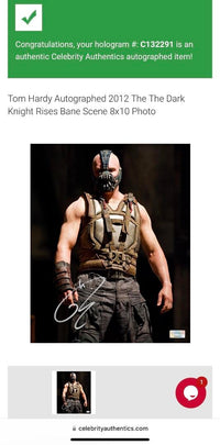 Tom Hardy Signed 8x10 Photo (Bane / Batman Dark Knight) - Celebrity Authentics