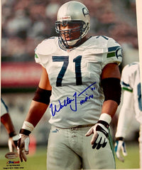Walter Jones Signed 8x10 Photo Seattle Seahawks w/ HOF 14 Inscription - Schwartz COA